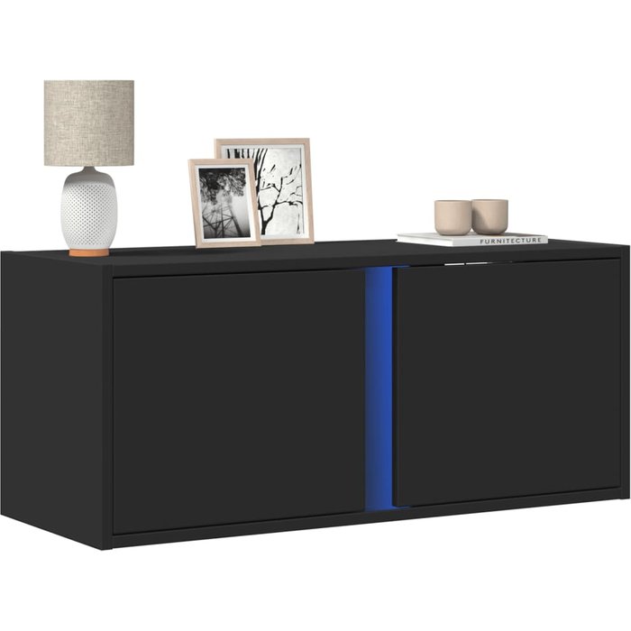 Maison exclusive - mueble de tv de pared con luces led negro 80x31x35 cm