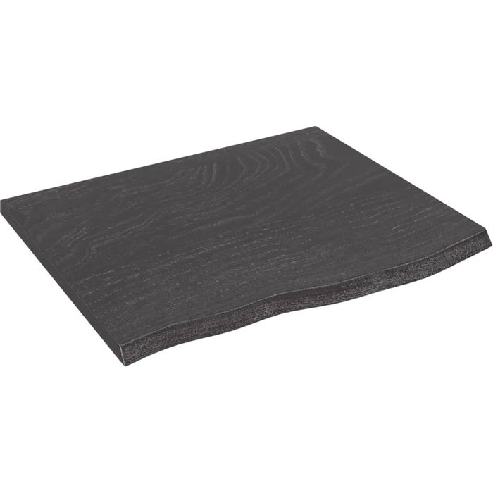 Estante de pared gris oscuro 60x50x2 cm madera maciza de roble tratada