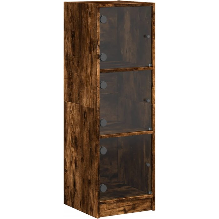 Aparador con puertas de vidrio roble ahumado 35x37x109 cm - comfortxl