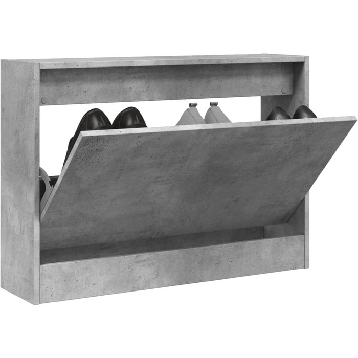 Zapatero gris hormigón 80x21x57 cm de madera contrachapada