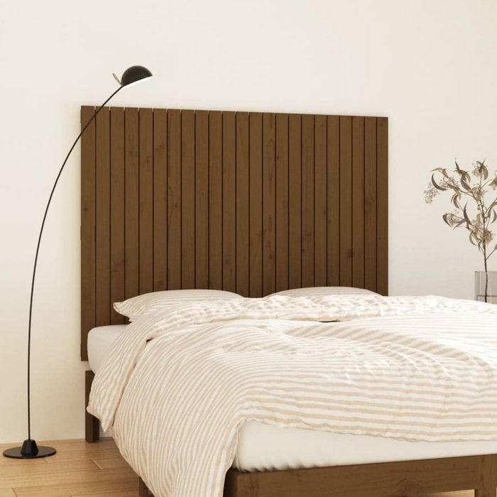Vidaxl cabecero de cama pared madera maciza marrón miel 146,5x3x110 cm