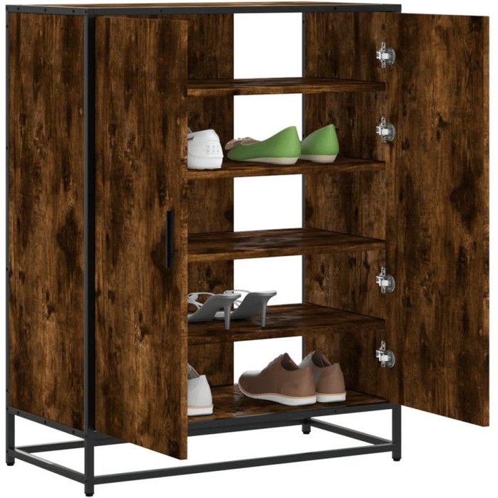 Mueble para zapatos roble ahumado en madera ingenierizada y metal