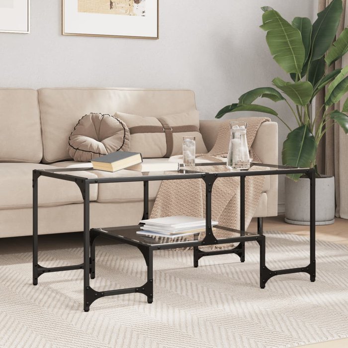 Maison exclusive - mesa de centro superficie de vidrio acero 98,5x50x45 cm