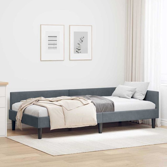 Estructura de cama esquinera manual gris oscuro 80 x 200 cm
