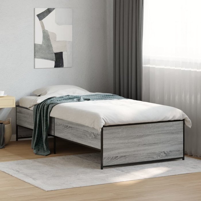Maison exclusive - estructura cama madera ingeniería metal gris sonoma 75x190 cm