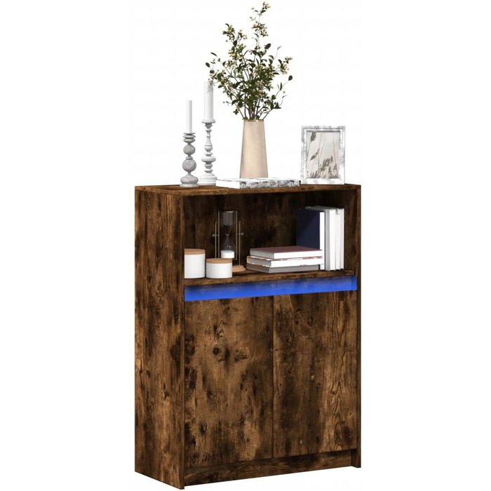 Maison exclusive - aparador con led madera ingeniería roble ahumado 72x34x100 cm