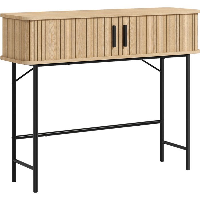 Mesa consola homcom mdf, melamina de madera roble 100x30x80 cm