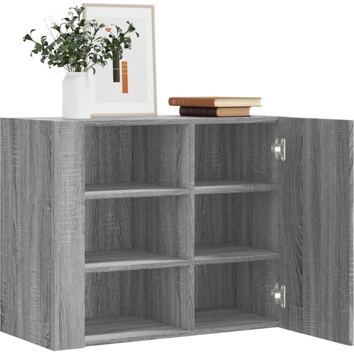 Armario de pared sonoma gris, 75x35x60 cm, madera de ingeniería.