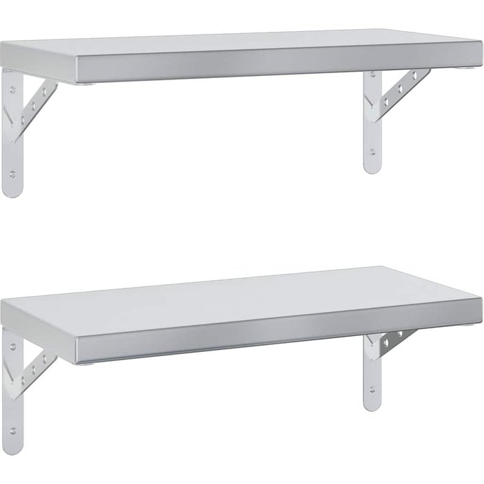 Estantes de pared 2 uds acero inoxidable plateado 50x23,5 cm - comfortxl
