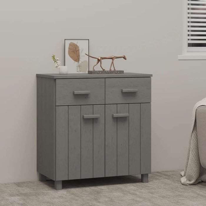 Aparador hamar madera maciza de pino gris claro 79x40x80 cm vidaxl