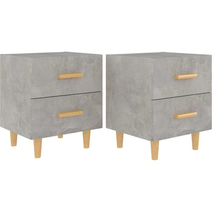 Pack de 2 mesitas de noche,mesilla de noche gris hormigón 40x35x47,5 cm cfw92723