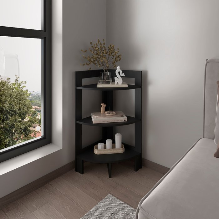 Taburete riga en melamina con 3 estantes , negro , 80.6 cm x 38.8 cm x 38.8 cm