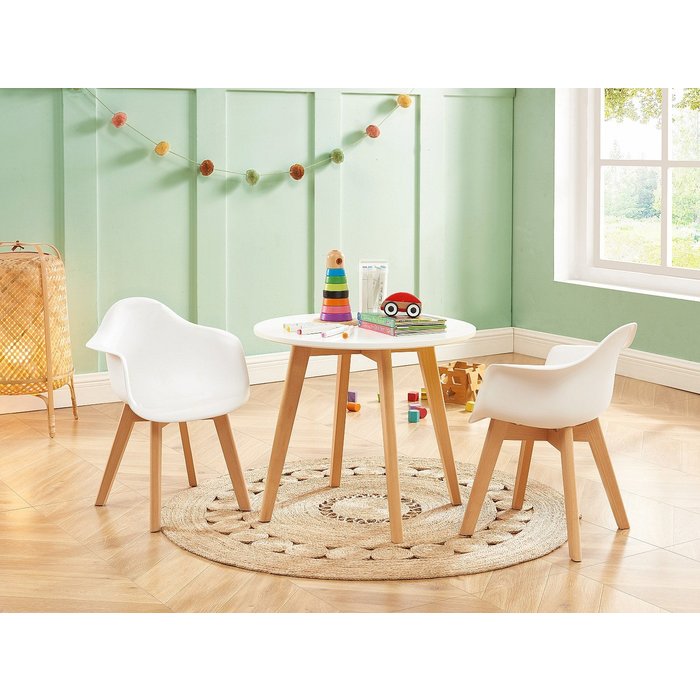 Conjunto mesa para niños louloune + 2 sillas poupinette - blanco