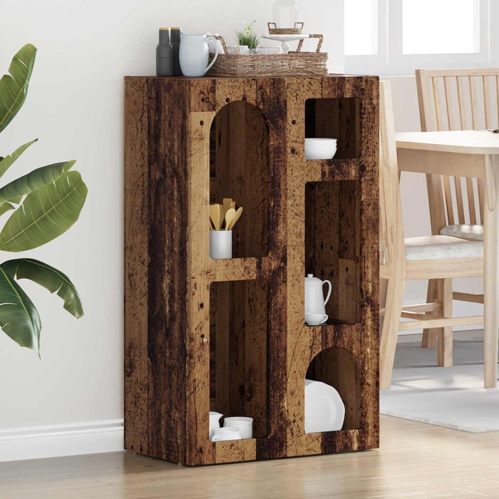 Aparador antiguo de madera, 59 x 35 x 100,5 cm, madera de ingeniería.