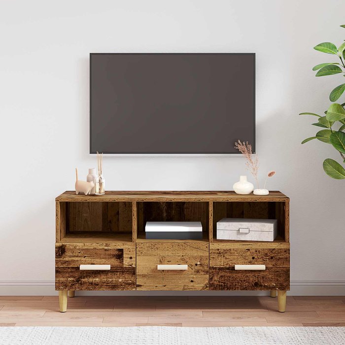 Mueble de tv madera vieja 102 x 36 x 50 cm madera de ingeniería