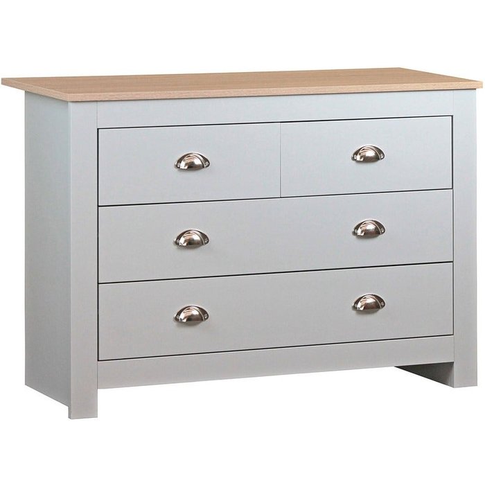 Aparador gris con 4 cajones con tapa de madera 100x70x40 cm