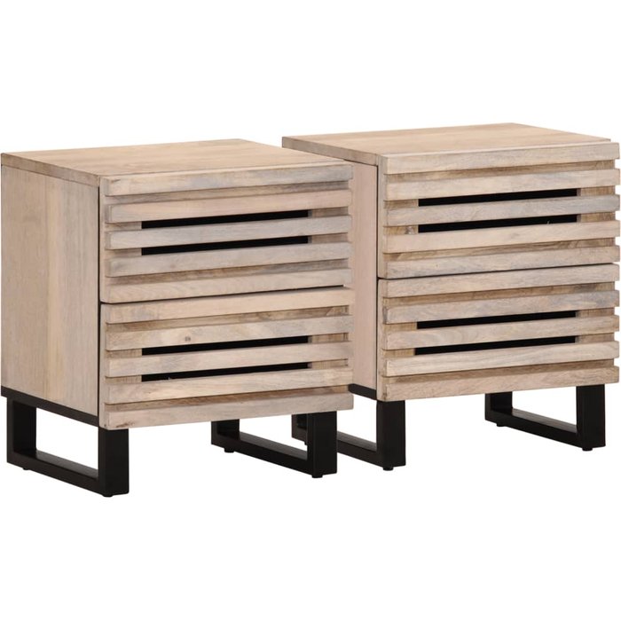 Mesitas de noche 2 unidades madera de mango blanqueado 40x34x46 cm