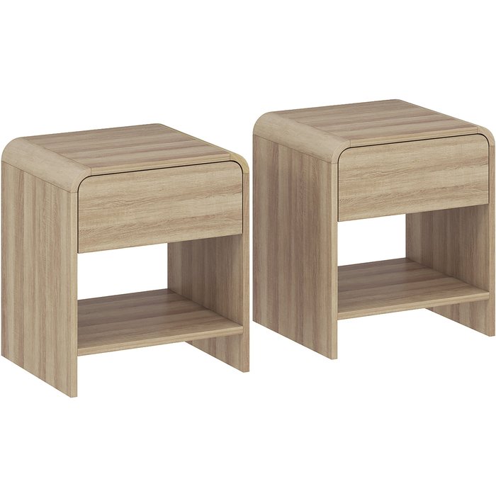 Mesitas de noche homcom mdf madera natural 40x35x45 cm