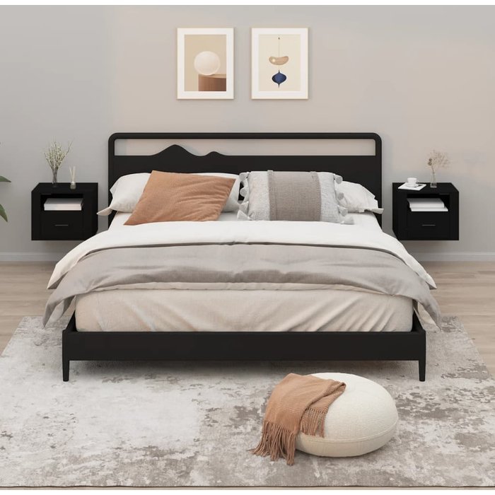 Maison exclusive - mesitas de noche de pared 2 uds negro 50x36x40 cm