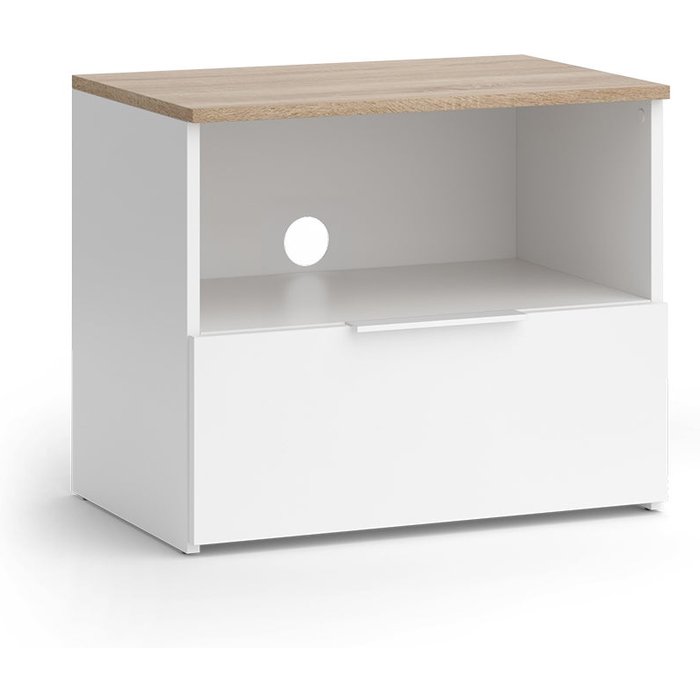 Vicco mueble bajo para tv wido, blanco/sonoma, 60 x 50 cm con cajón