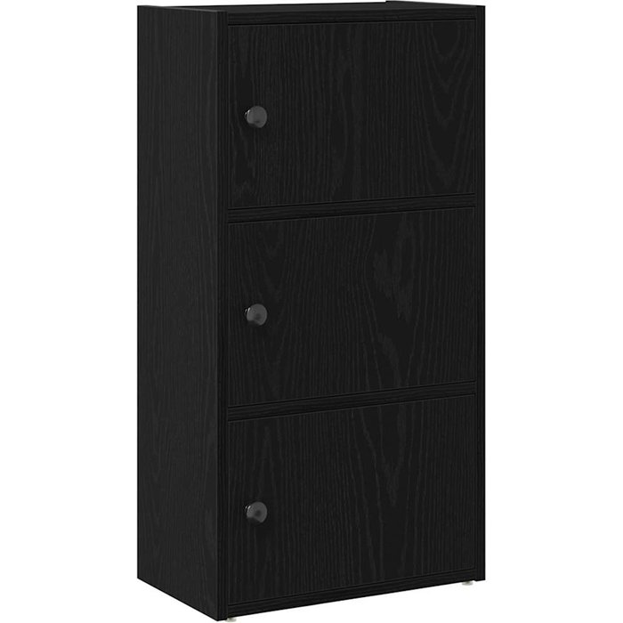 Librería de madera contrachapada roble negro 40x24x77 cm – comfortxl