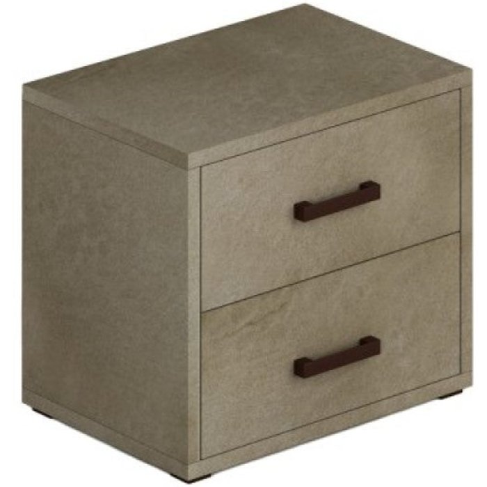 Mesita de noche argilla 2 cajones en melamina madera 36x52xh43