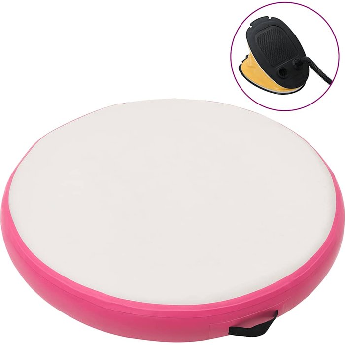 Esterilla inflable de gimnasia y bomba pvc rosa 100x100x10 cm vidaxl