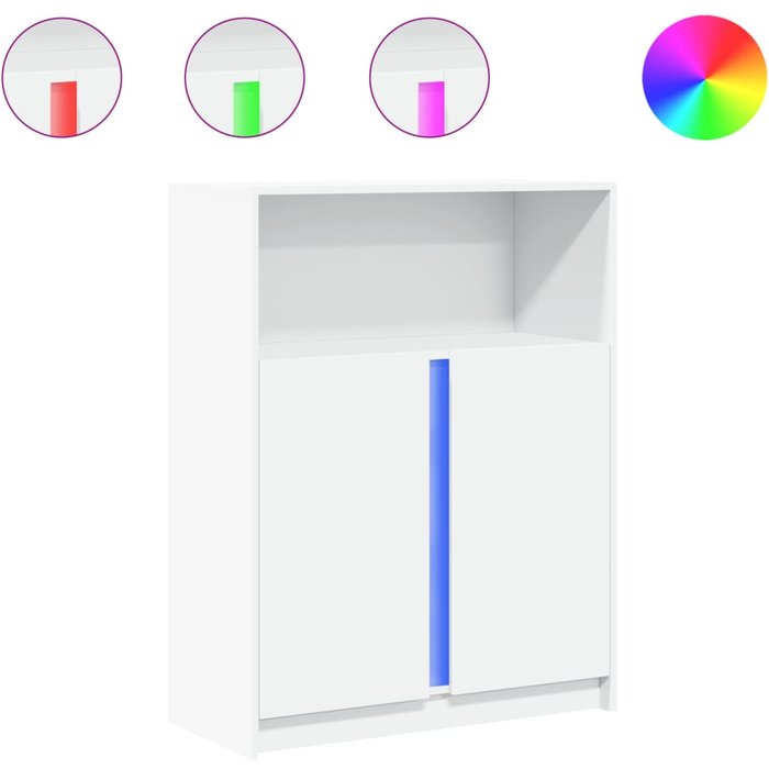 Aparador con led madera de ingeniería blanco 77x34x100 cm - comfortxl