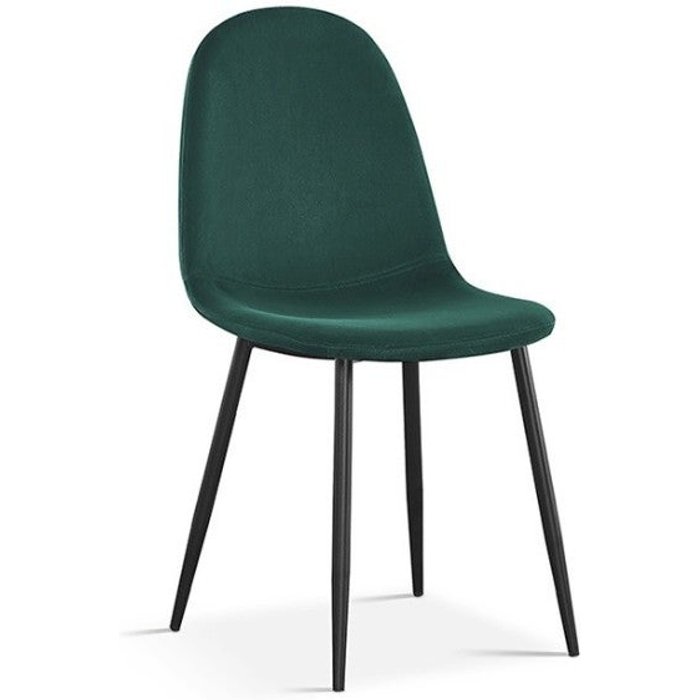 Silla boï – terciopelo verde – patas de metal negro – diseño moderno