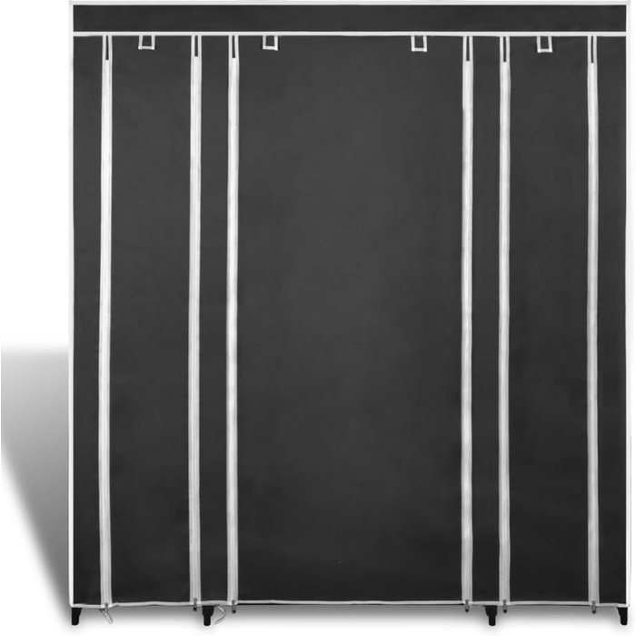 Armario de tela compartimentos y varillas negro 45x150x176 cm - comfortxl