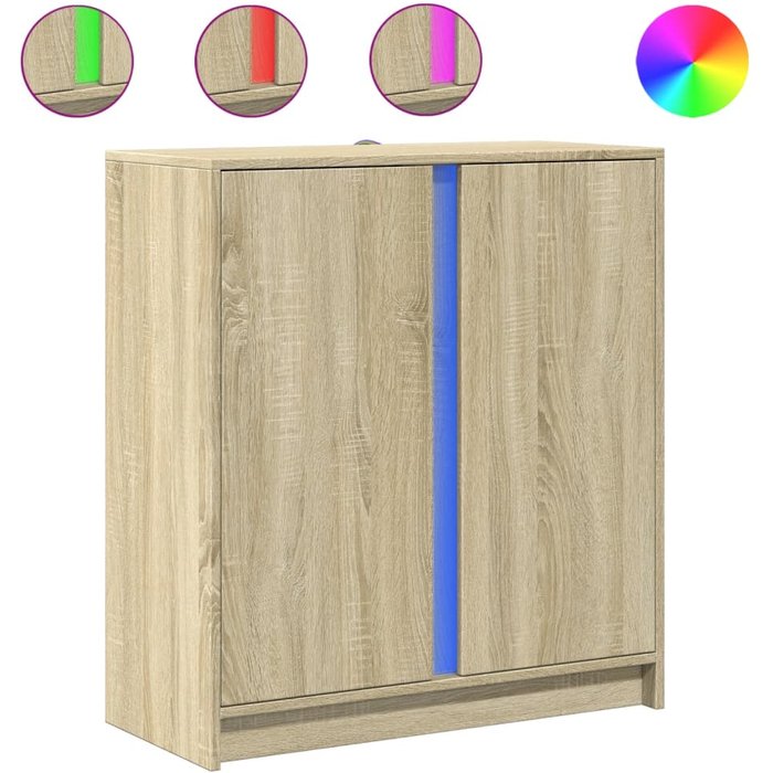 Aparador con led madera de ingeniería roble sonoma 77x34x85 cm - comfortxl