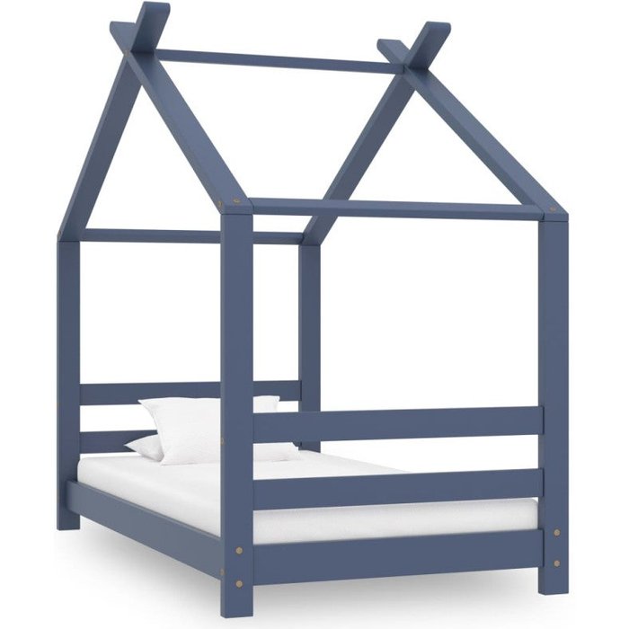 Vidaxl estructura de cama infantil madera maciza pino gris 70x140 cm