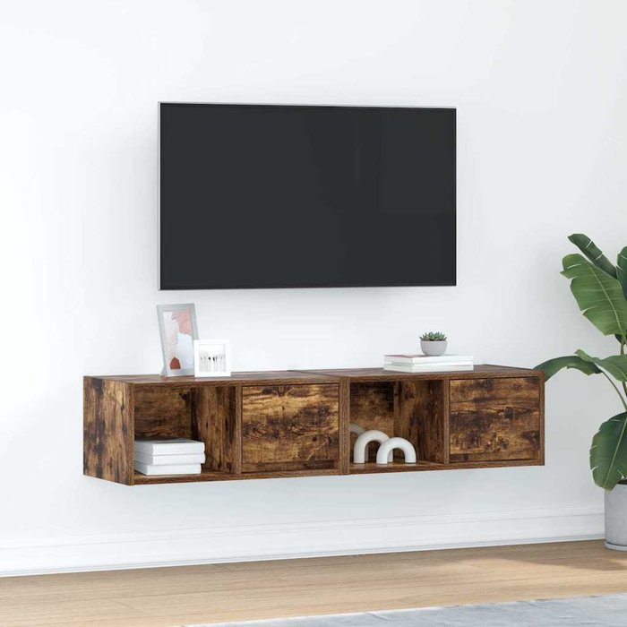 Mueble de tv 2 piezas roble ahumado 60x31x25,5 cm madera de ingeniería
