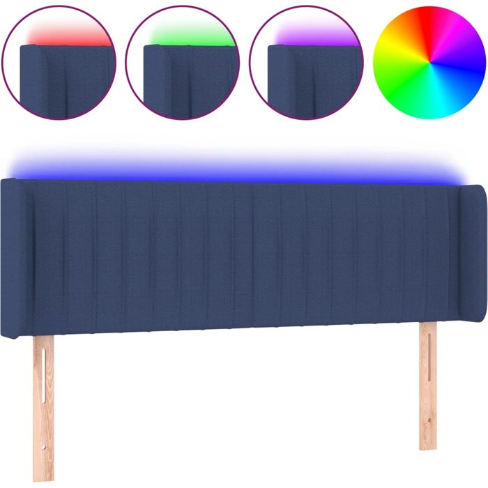 Cabecero cama - mueble cabecero con led de tela azul 147x16x78/88 cm