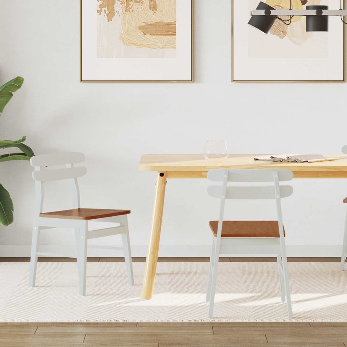 Silla de comedor 2 pcs y natural madera de caucho sólido vidaxl