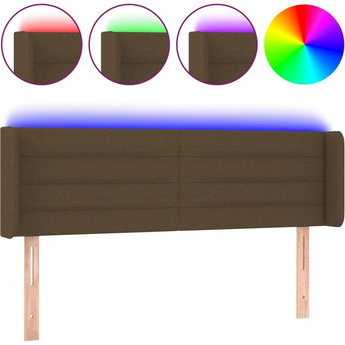 Cabecero cama - mueble cabecero con led de tela marrón oscuro 147x16x78/88 cm