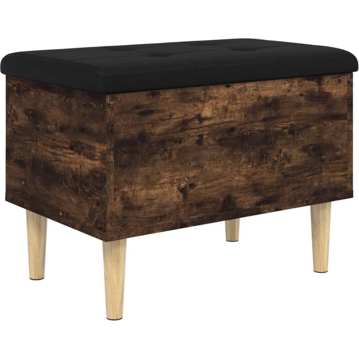 Banco con almacenaje madera ingeniería roble ahumado 62x42x46cm - comfortxl