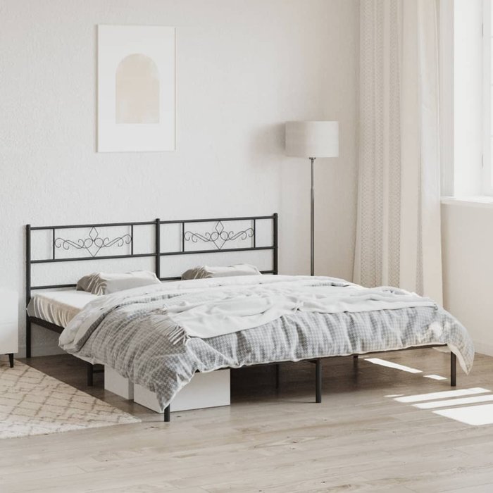 Vidaxl estructura de cama con cabecero metal negro 183x213 cm