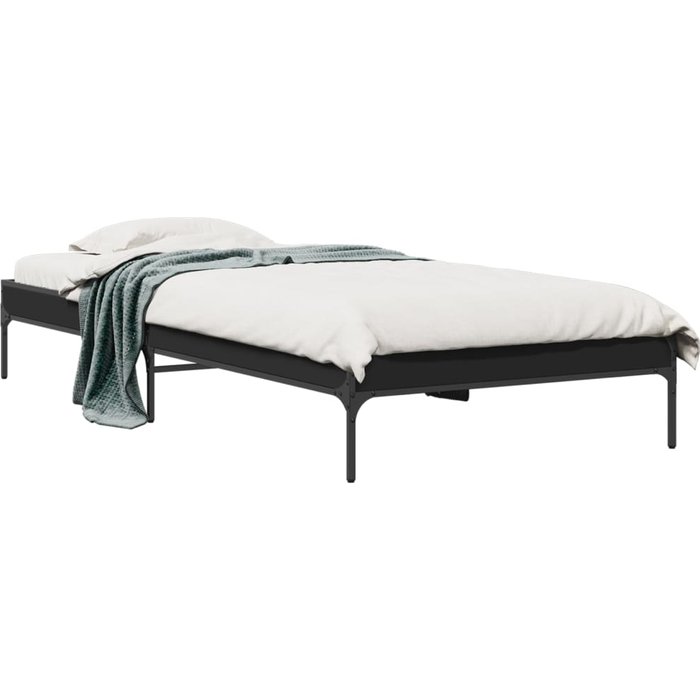 Estructura de cama madera ingeniería y metal negro 100x200 cm — comfortxl