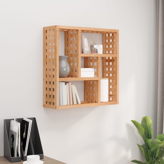 Estante de pared 49x15x49 cm madera maciza de nogal
