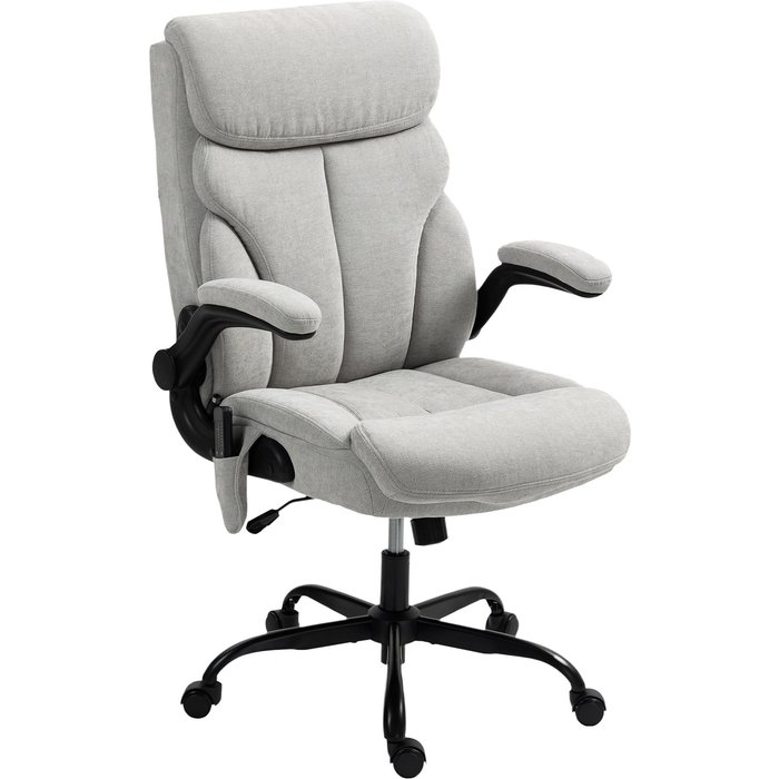 Silla oficina masaje homcom lino sintético gris 66x67x121 cm