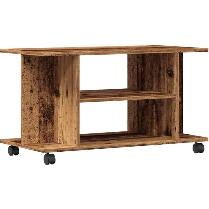 Mueble de tv con ruedas madera ingeniería envejecida 80x40x45cm - comfortxl