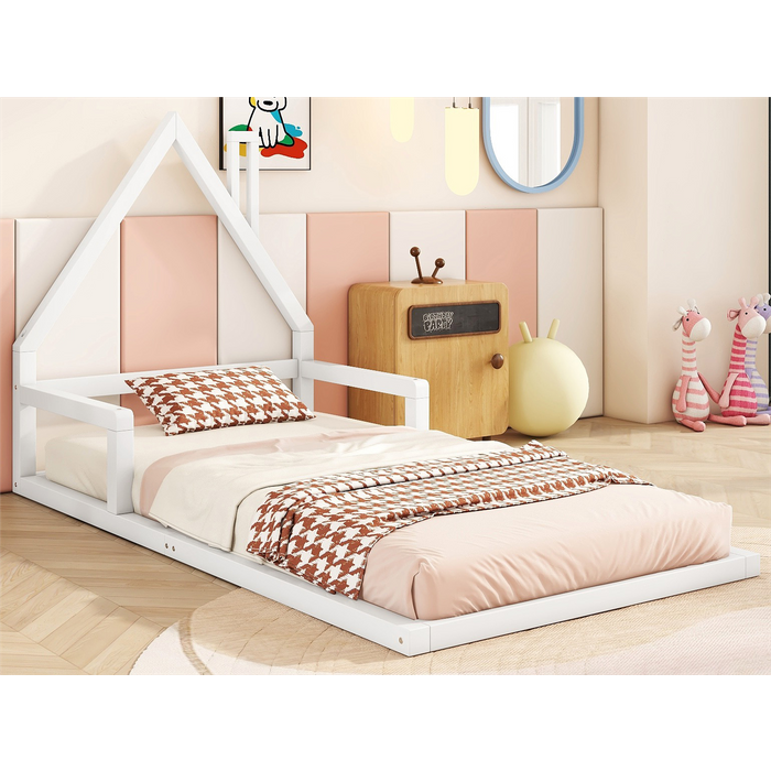 Cama infantil 90x200 cm - madera maciza de pino - blanco