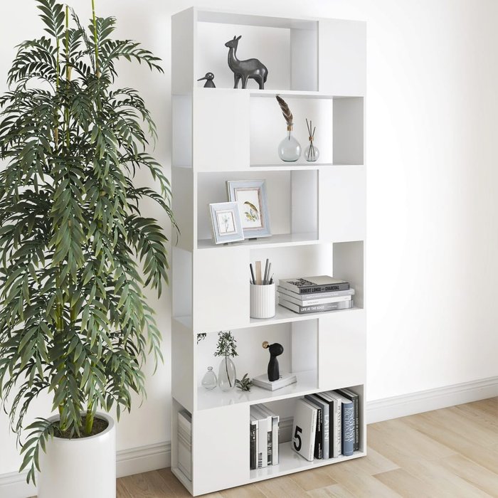 Librería/separador de ambientes aglomerado blanco 80x24x186 cm