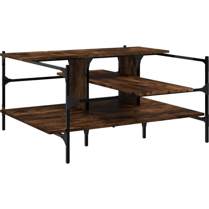 Mesa de centro de madera laminada de roble ahumado 100x100x48,5 cm - comfortxl