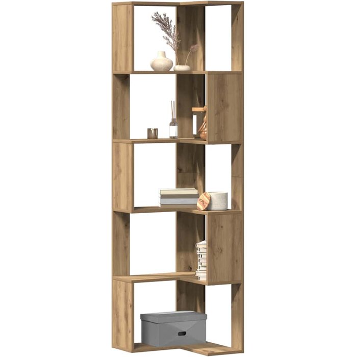 Estantería esquina 5 niveles madera roble artisan 50x50x179 cm