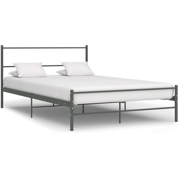 Estructura cama con cabecero sin colchón metal gris 160x200 cm