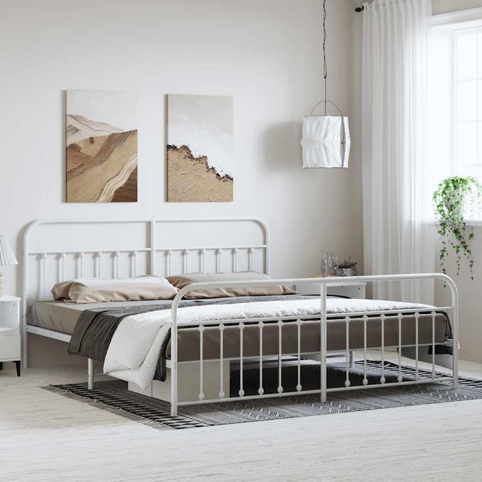 Estructura cama sin colchón con estribo metal blanco 183x213 cm vidaxl