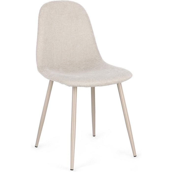 Juego de 2 sillas de comedor de fibra sintética, gris paloma/beige