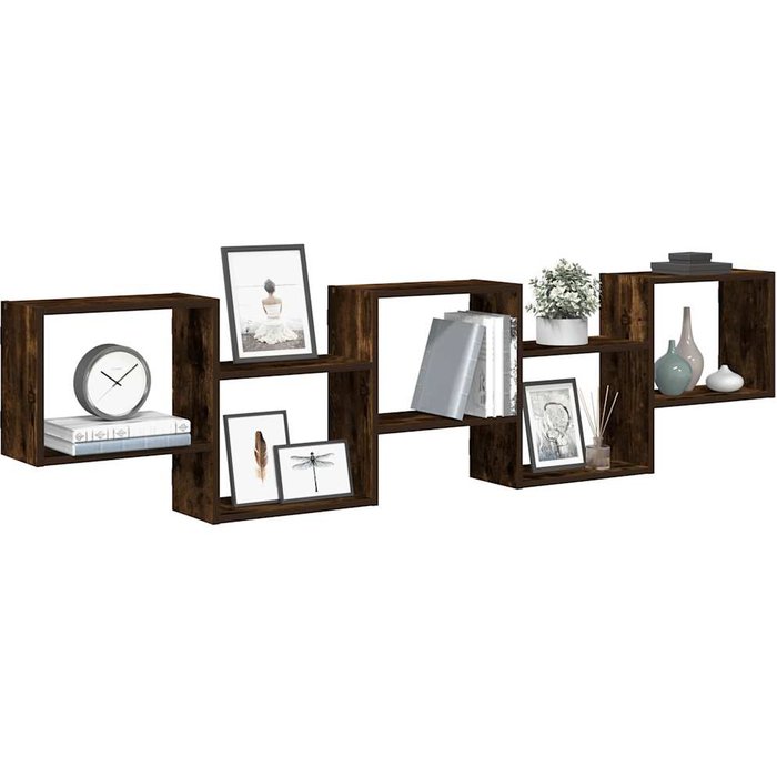 Estante cubo de pared 5 compartimentos madera contrachapada de roble ahumado